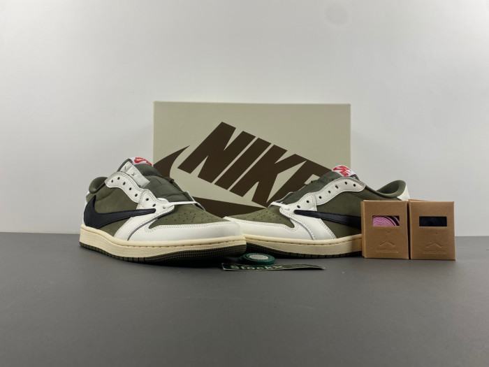 travis scott x air jordan 1 low og medium olive dm7866-200